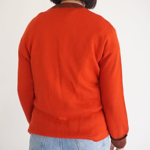 Vintage Gino Pabli Red Knit 40% Wool Fine Knit Cardigan Sweater M - Picture 3 of 10